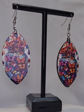 Butterfly Jar Drop Earrings in Multi-Color - Women's Fashion Jewelry